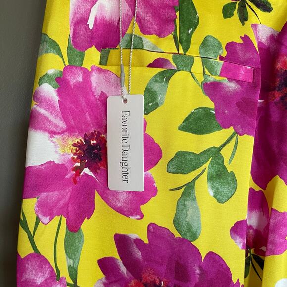 NWT Favorite Daughter Fiona Floral Satin Wide Leg Pants Sz 10 Yellow Pink Floral - Picture 14 of 16